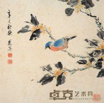 李鹤筹 花鸟 带框 31×31cm